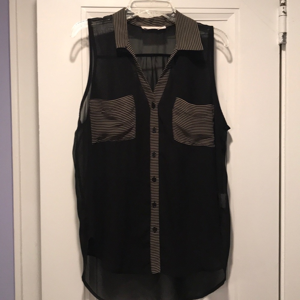 Lush sheer collard tank top